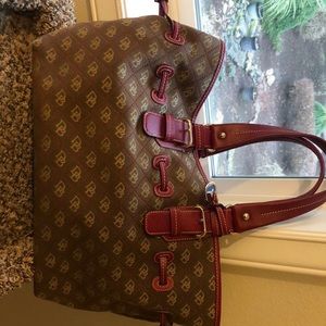 Dooney & Bourke olive and red satchel